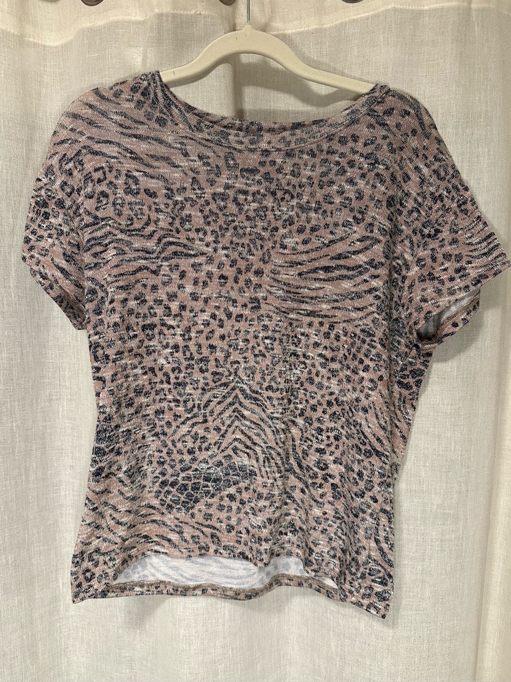 Z Supply Y2K Women’s Brown Black Mixed Animal Print Short Sleeve Knit Tee Sz M
